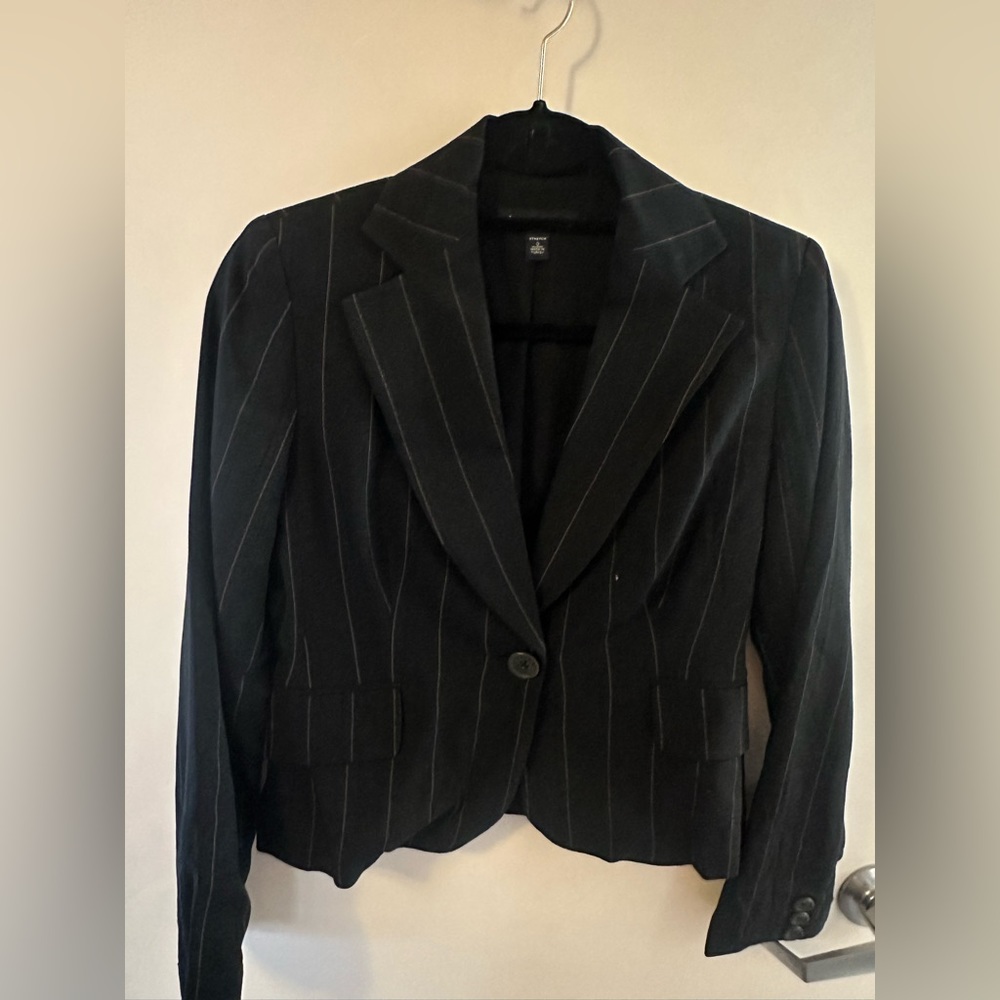 Banana Republic Pinstriped blazer and pleated skirt